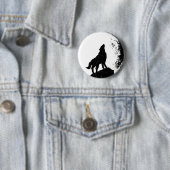 Wolf & Moon Silhoutte Ronde Button 5,7 Cm (In situ)