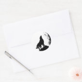 Wolf & Moon Silhoutte Ronde Sticker (Envelop)