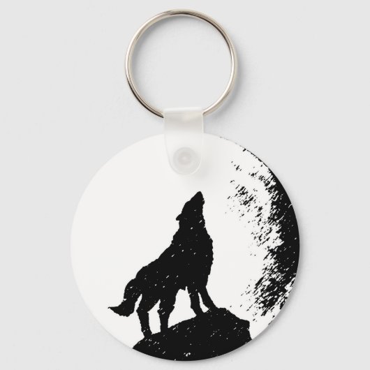 Wolf & Moon Silhoutte Sleutelhanger (Voorkant)