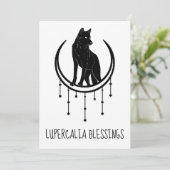 Wolf Moon & Stars Black Lupercalia Valentijnse Feestdagenkaart (Staand voorkant)