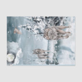 Wolf Moon Winter Landscape Waterverf Tissuepapier (Voorkant)