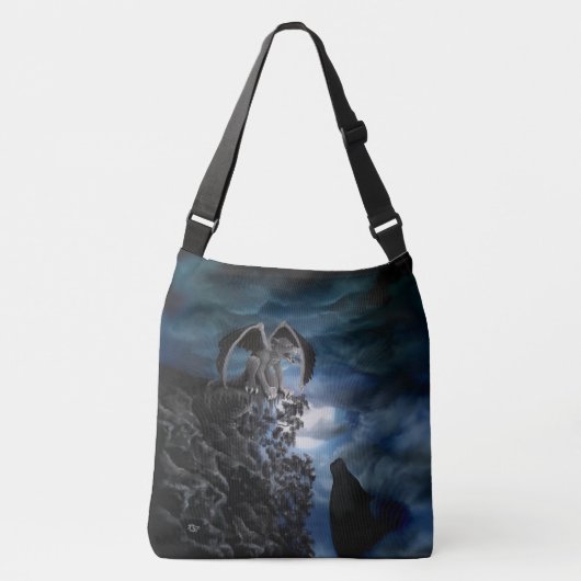 Wolf Moon - Wolf met Golem Crossbody Tas (Voorkant)