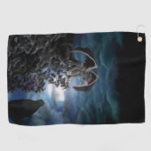 Wolf Moon - Wolf met Golem Golfhanddoek (Horizontaal)