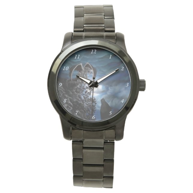 Wolf moon - Wolf met Golem Horloge (Voorkant)