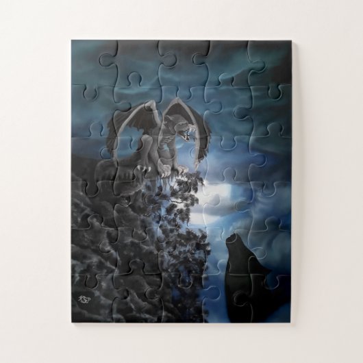 Wolf moon - Wolf met Golem Legpuzzel (Verticaal)