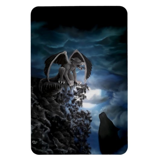 Wolf Moon - Wolf met Golem Magneet (Verticaal)
