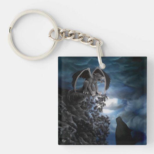 Wolf Moon - Wolf met Golem Sleutelhanger (Voorkant)