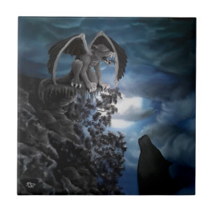 Wolf moon - Wolf met Golem Tegeltje