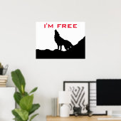 Wolf Motivatie Freedom Black & White Poster (Thuiskantoor)