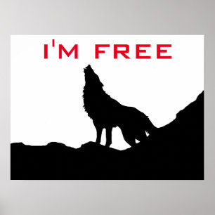 Wolf Motivatie Freedom Black & White Poster