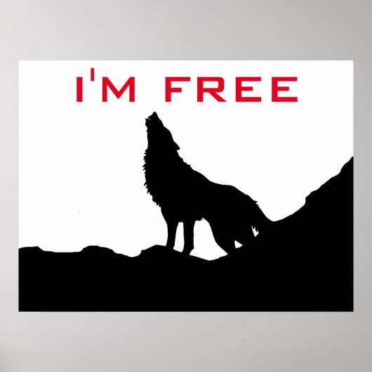 Wolf Motivatie Freedom Black & White Poster (Voorkant)