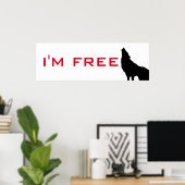 Wolf Motivatie Freedom Black & White Poster (Thuiskantoor)