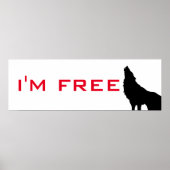 Wolf Motivatie Freedom Black & White Poster (Voorkant)