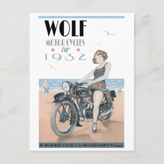 Wolf Motorcycle Briefkaart (Voorkant)