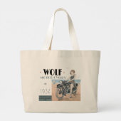 Wolf Motorcycle Poster Grote Canvas tas (Achterkant)