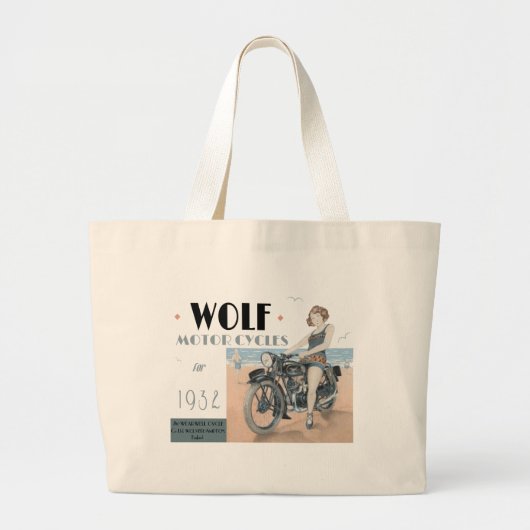 Wolf Motorcycle Poster Grote Canvas tas (Voorkant)