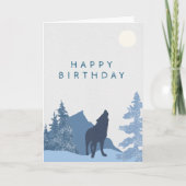 Wolf Mountain Moon Forest Happy Birthday voor hem Kaart (Voorkant)