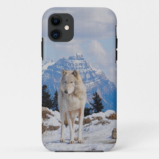 Wolf & Mountain Wildlife Art iPhone 5 Hoesje (Achterkant)