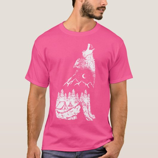 Wolf Mountains Camping Gift T-shirt (Voorkant)