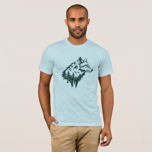 Wolf mountains minimalist art t-shirt (Voorkant volledig)
