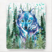 Wolf Muismat | Kleurrijke Waterverf Wolf (Voorkant)