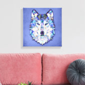 Wolf multi-Color Gemengde Media Design 1 Canvas Afdruk (Insitu (Woonkamer))
