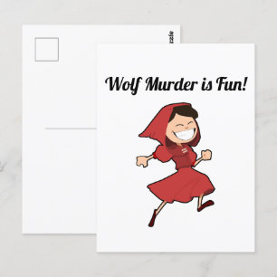 Wolf Murder Little Red Riding Hood Funny Cartoon Briefkaart
