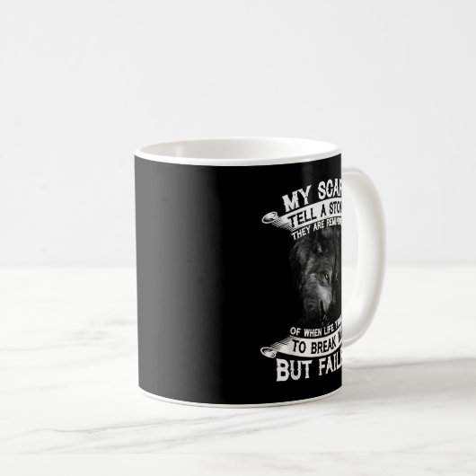 Wolf My Scars vertellen een verhaal dat ze zich he Koffiemok (Voorkant rechts)