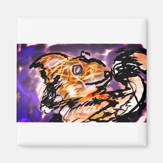 Wolf nacht Alleen Magneet (Voorkant)