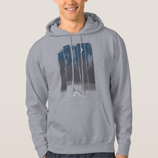 Wolf Nacht Bos Silhouet Hoodie (Voorkant)