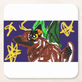 Wolf nacht vreugde plezier kartonnen onderzetters