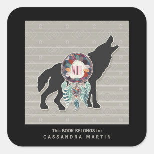 Wolf Native American Animal Spirit Book Vierkante Sticker