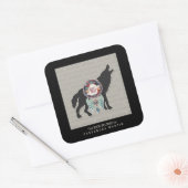 Wolf Native American Animal Spirit Book Vierkante Sticker (Envelop)