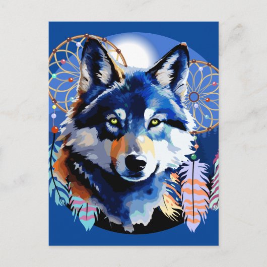 Wolf Native Animal Spirit Briefkaart (Voorkant)