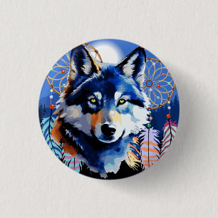 Wolf Native Animal Spirit Ronde Button 3,2 Cm