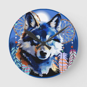 Wolf Native Animal Spirit Ronde Klok