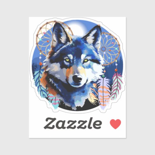 Wolf Native Animal Spirit Square Sticker (Vel)