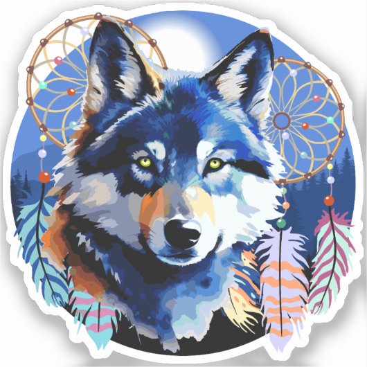 Wolf Native Animal Spirit Square Sticker (Voorkant)