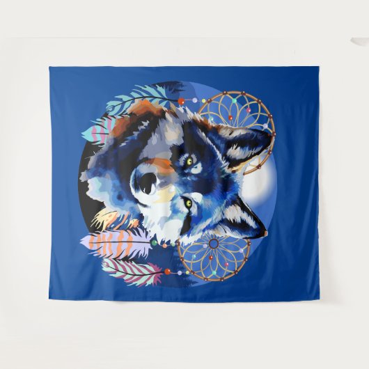 Wolf Native Animal Spirit Wandkleed (Voorkant (horizontaal))