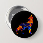 WOLF NEON ABSTRACTE SCHILDERIJ RONDE BUTTON 7,6 CM (Voorkant /achterkant)