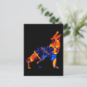WOLF NEON ABSTRACTE VERF BRIEFKAART (Staand voorkant)