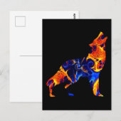 WOLF NEON ABSTRACTE VERF BRIEFKAART (Voorkant / Achterkant)