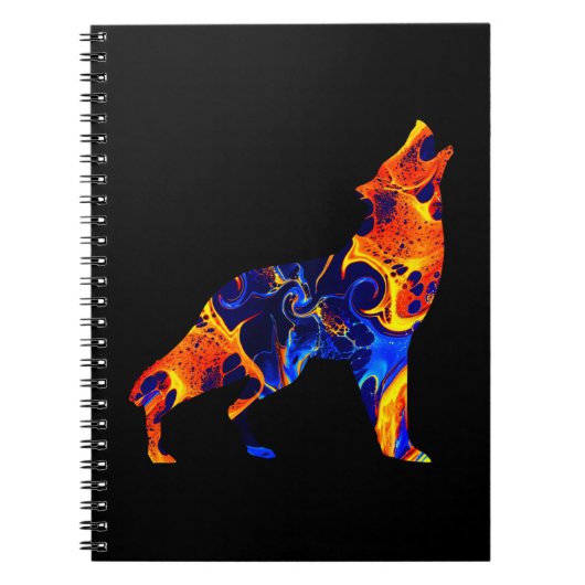 WOLF NEON ABSTRACTE VERF NOTITIEBOEK (Voorkant)