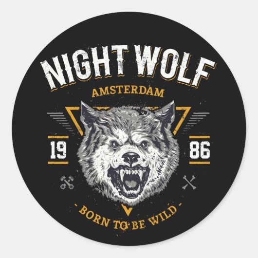 Wolf Night Amsterdam Beste Cadeau Ronde Sticker (Voorkant)