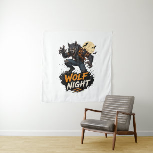 Wolf Night Halloween Grafisch Wandkleed
