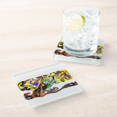 Wolf night stary  glazen onderzetter (Schuin)