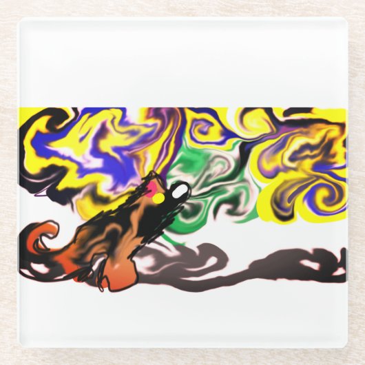 Wolf night stary  glazen onderzetter (Voorkant)