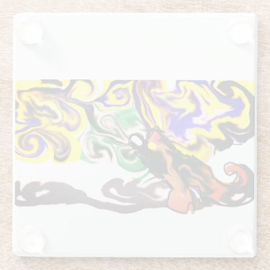 Wolf night stary glazen onderzetter (Achterkant)