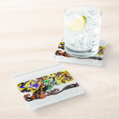 Wolf night stary  glazen onderzetter (Schuin)