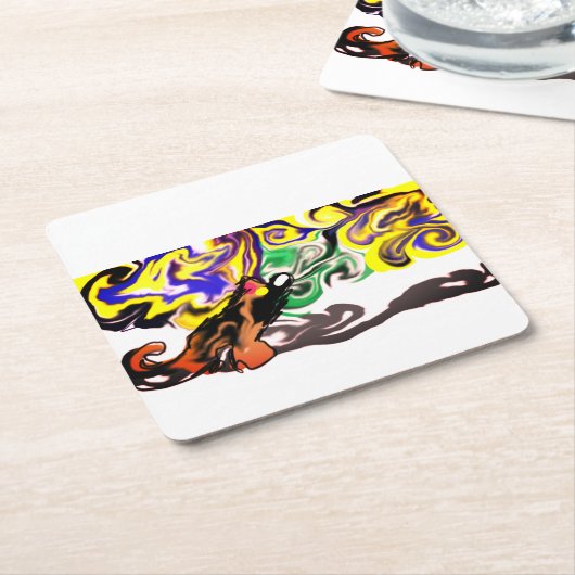 Wolf night stary  kartonnen onderzetters (Schuin)